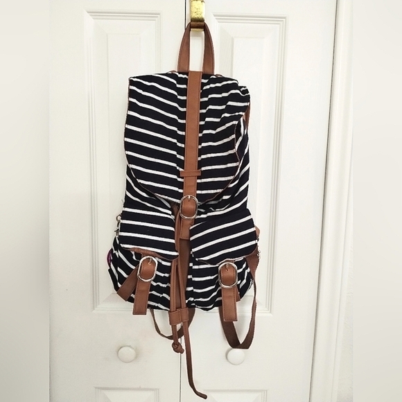 Navy Striped Backpack - Picture 2 of 10